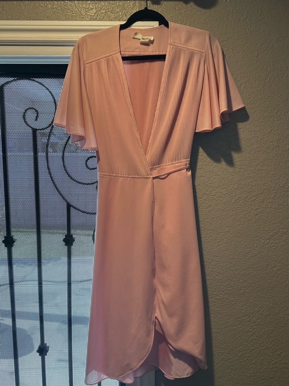 LF Pink V-Neck Midi Wrap Dress